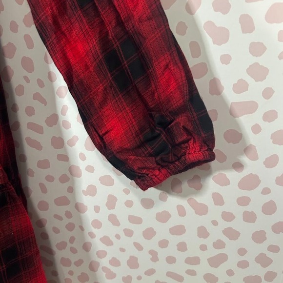 Knox Rose Small Red Black Boho Dress Tunic Buffalo Plaid Festive Christmas Cabin - Picture 8 of 10